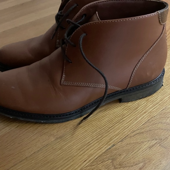 Johnson & Murphy leather boots sheepskin memory foam size 9 - Picture 3 of 3